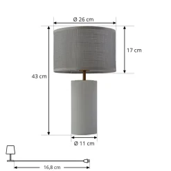 Lindby Sorscha bordlampe, hvid, jern, Ø 26 cm