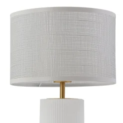 Lindby Sorscha bordlampe, hvid, jern, Ø 26 cm