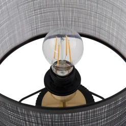 Lindby Sorscha bordlampe, sort, jern, Ø 26 cm