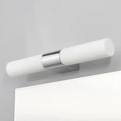 Lindby spejllampe Ziva, fatning, hvid, glas, IP44