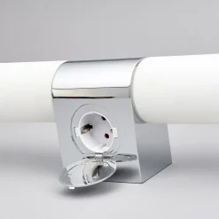Lindby spejllampe Ziva, fatning, hvid, glas, IP44