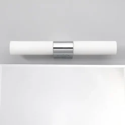 Lindby spejllampe Ziva, fatning, hvid, glas, IP44