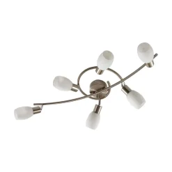Lindby spotlight Arda, 75 cm, 6 lyskilder, nikkel, glas, E14