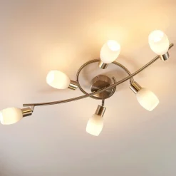 Lindby spotlight Arda, 75 cm, 6 lyskilder, nikkel, glas, E14