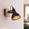 Lindby spotlight Aylis, højde 14 cm, sort, træ, E14