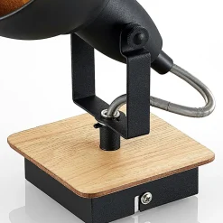 Lindby spotlight Aylis, højde 14 cm, sort, træ, E14