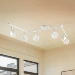 Lindby spotlight Jyla, hvid, linse, 4.200 K, 6-lys, GX53