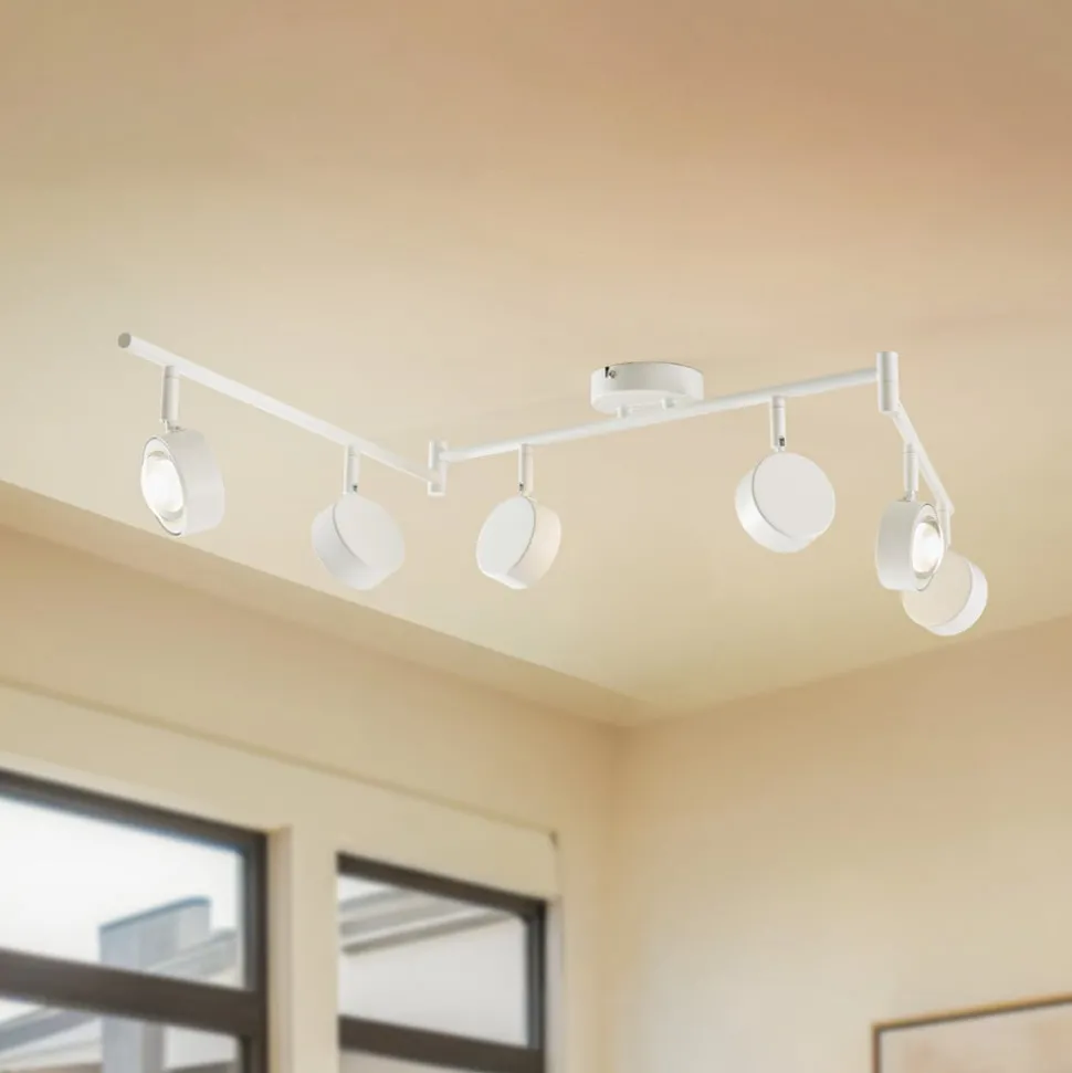 Lindby spotlight Jyla, hvid, linse, 4.200 K, 6-lys, GX53