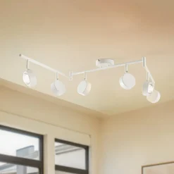 Lindby spotlight Jyla, hvid, linse, 3.000 K, 6-lys, GX53
