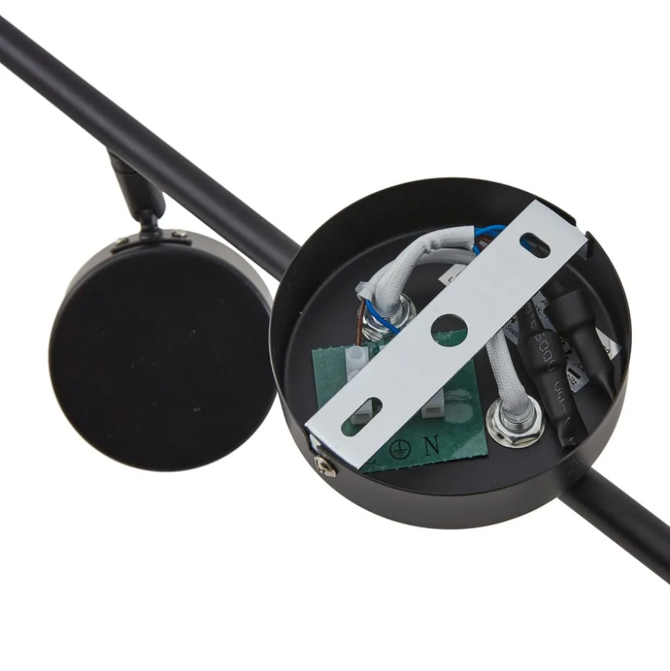 Lindby spotlight Jyla, sort, linse, 3.000 K, 6-lys, GX53