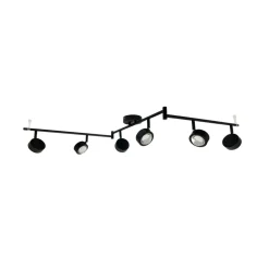 Lindby-spotlight Jyla, sort, linse, 4.200 K, 6-lys, GX53
