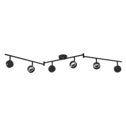 Lindby-spotlight Jyla, sort, linse, 4.200 K, 6-lys, GX53