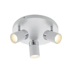 Lindby spotlight Kardo, roundel, 3 lyskilder, hvid, metal, IP44