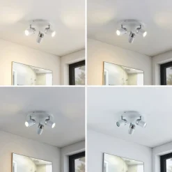 Lindby spotlight Kardo, roundel, 3 lyskilder, hvid, metal, IP44
