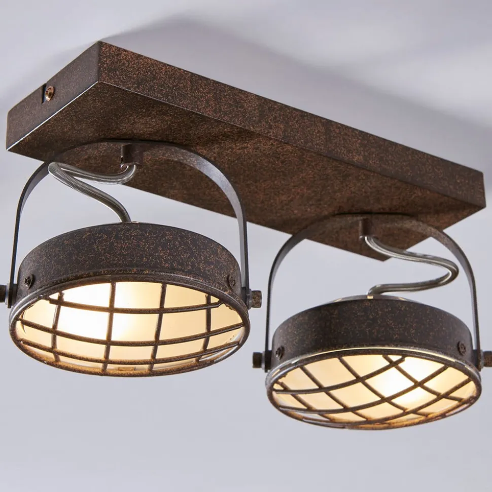 Lindby spotlight Tamin, rustfarvet, 2 lyskilder, glas, G9