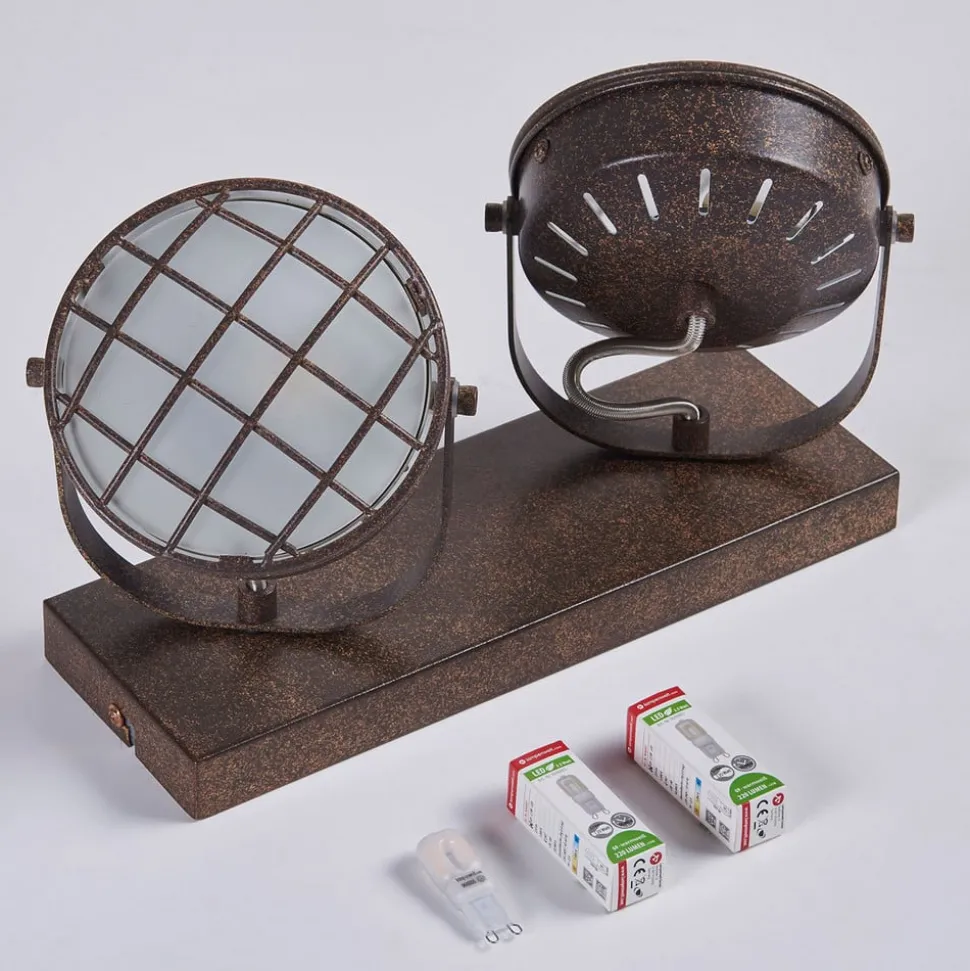 Lindby spotlight Tamin, rustfarvet, 2 lyskilder, glas, G9