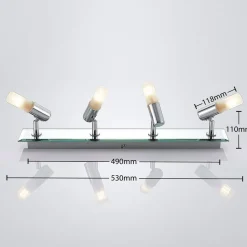 Lindby spotlight Zela, længde 53 cm, krom, 4 lyskilder