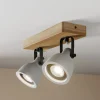 Lindby Spot Mitis, 30 cm, 2 lyskilder, grå, træ, beton, GU10