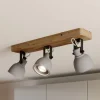 Lindby Spot Mitis, 50 cm, 3 lyskilder, grå, træ, beton, GU10