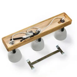 Lindby Spot Mitis, 50 cm, 3 lyskilder, grå, træ, beton, GU10