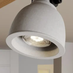 Lindby Spot Mitis, 70 cm, 4 lyskilder, grå, træ, beton, GU10