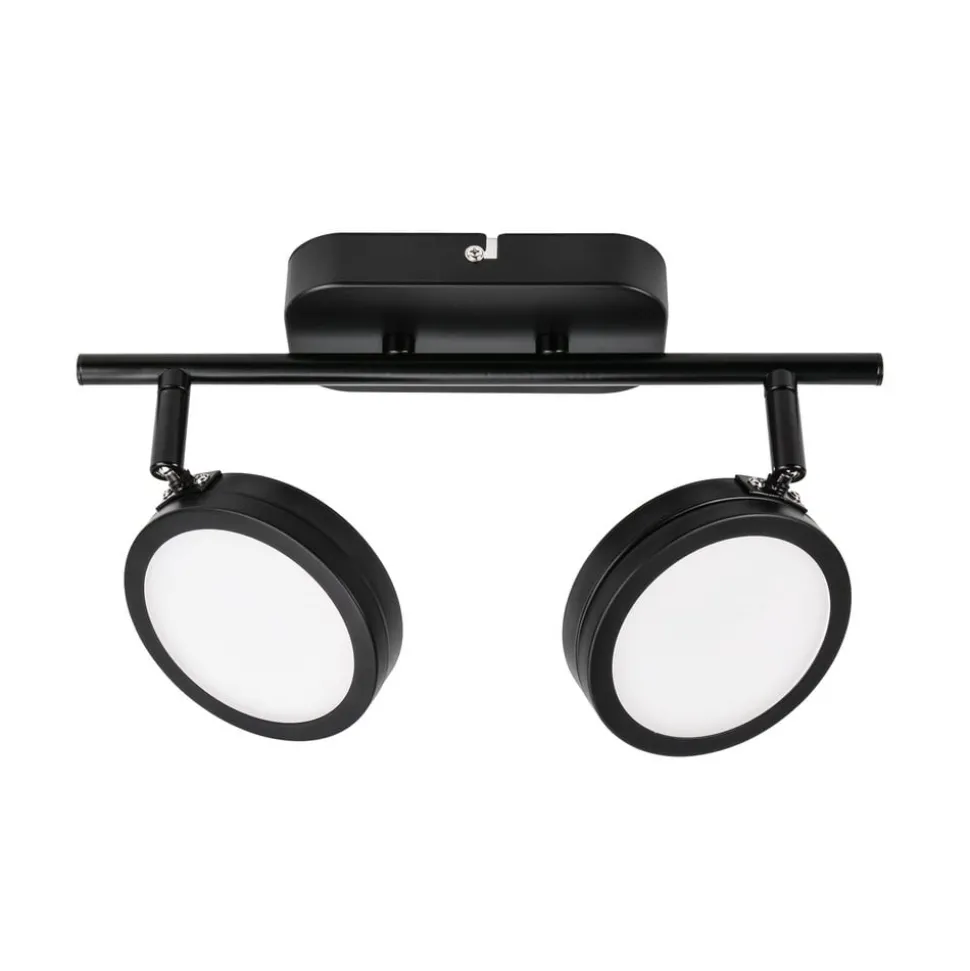 Lindby-spot Neros, sort, 2-lys, 31,5 cm, CCT, jern