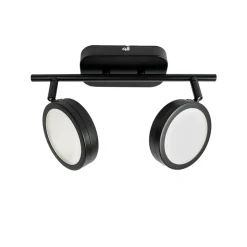 Lindby-spot Neros, sort, 2-lys, 31,5 cm, CCT, jern