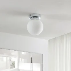 Lindby Tavino loftslampe, sfærisk skærm, krom