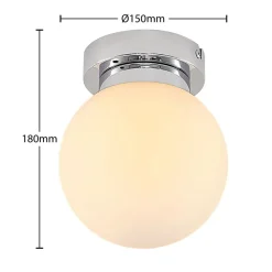 Lindby Tavino loftslampe, sfærisk skærm, krom