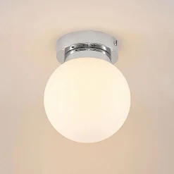 Lindby Tavino loftslampe, sfærisk skærm, krom