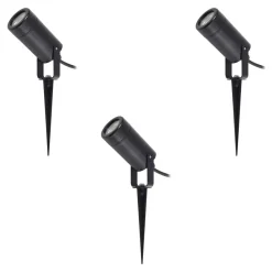 Lindby Thorgal lampe med jordspyd, Ø 6 cm, sort, sæt med 3 stk