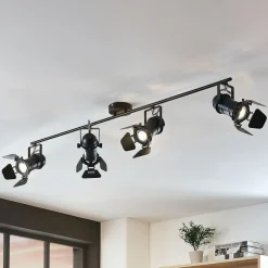 Lindby Tilen loftspot, 4 lyskilder, sort, metal, 125 cm