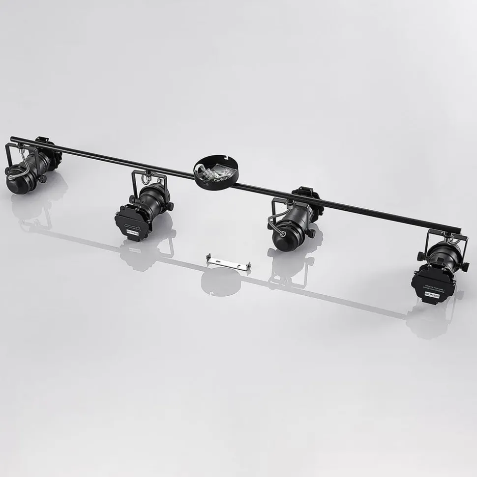 Lindby Tilen loftspot, 4 lyskilder, sort, metal, 125 cm