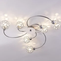 Lindby Tyron loftlampe, Ø 65 cm, krom, glas, metal