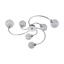 Lindby Tyron loftlampe, Ø 65 cm, krom, glas, metal