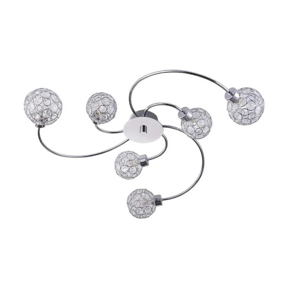Lindby Tyron loftlampe, Ø 65 cm, krom, glas, metal