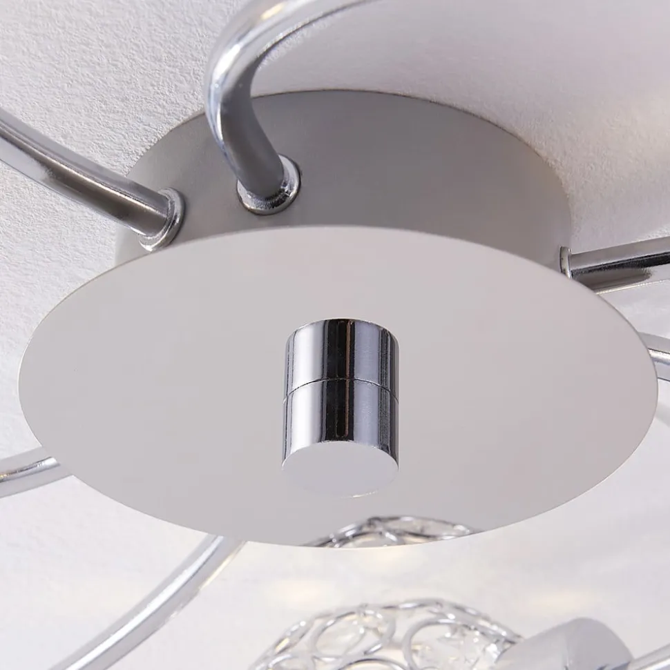 Lindby Tyron loftlampe, Ø 65 cm, krom, glas, metal