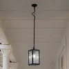 Lindby udendørs hængelampe Bolgar, sort, metal, glas