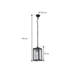 Lindby udendørs hængelampe Bolgar, sort, metal, glas