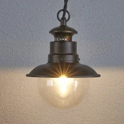 Lindby udendørs hængelampe Eddie, rust, metal, IP44, E27