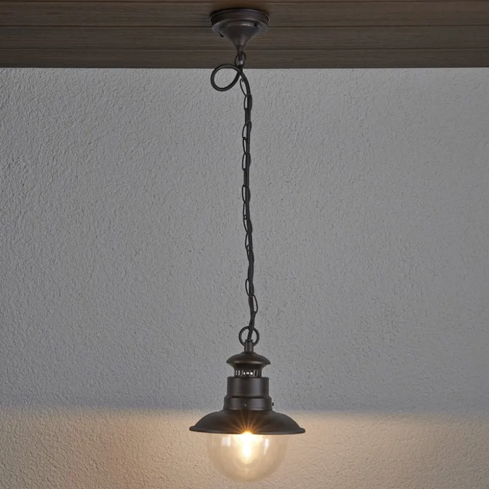 Lindby udendørs hængelampe Eddie, rust, metal, IP44, E27