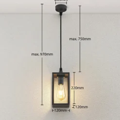 Lindby udendørs hængelampe Filimon, antracit, 22 cm, IP44, E27