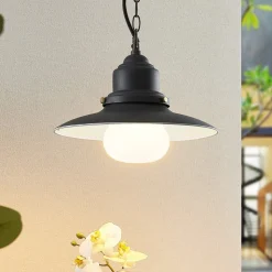Lindby udendørs hængelampe Roisin, antracit, metal, Ø 32cm