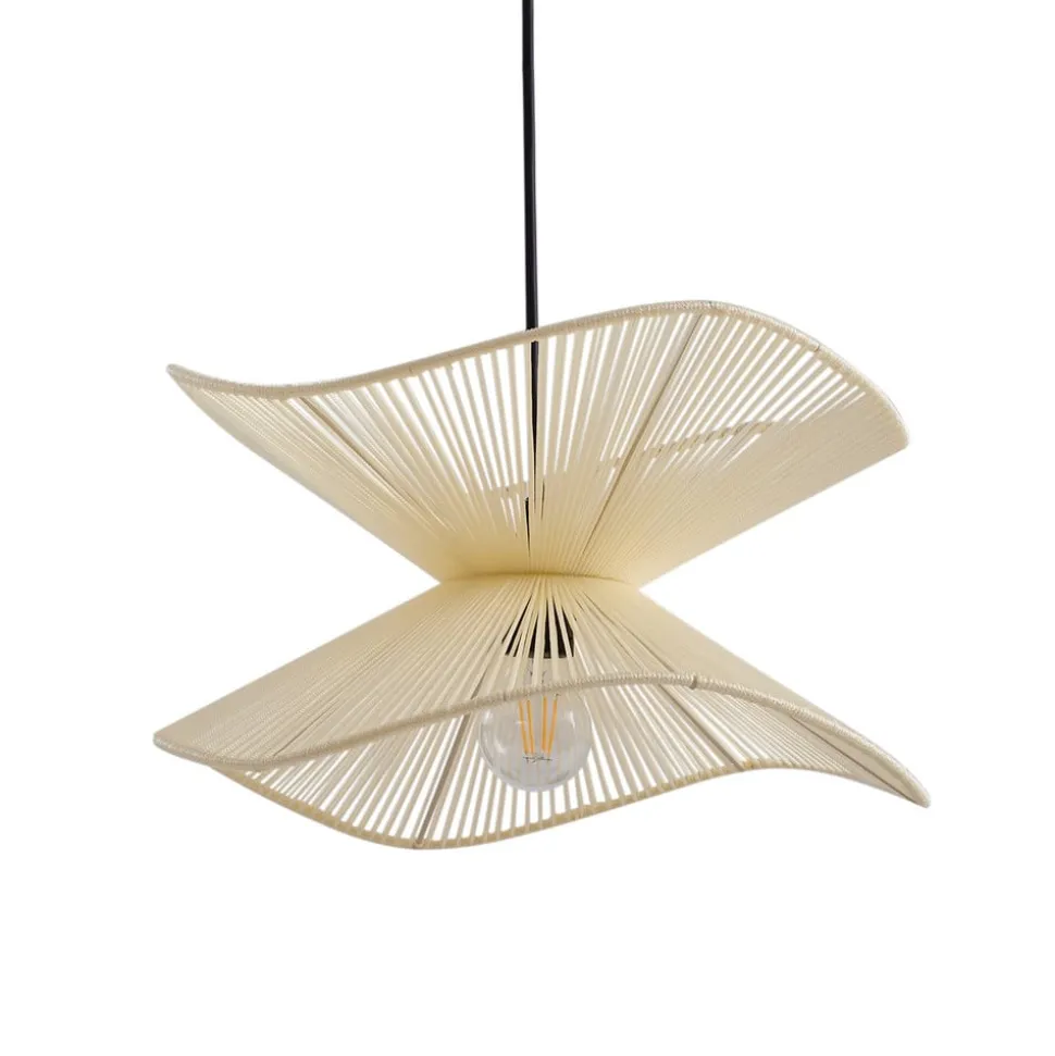 Lindby udendørs hængelampe Valdorin, beige, bomuld, Ø 40cm