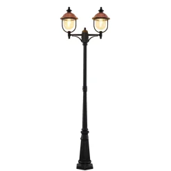 Lindby udendørslampe Clint, 225 cm, 2 lyskilder, saltvandsresistent, E27