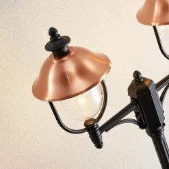 Lindby udendørslampe Clint, 225 cm, 2 lyskilder, saltvandsresistent, E27