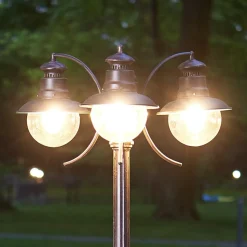 Lindby udendørslampe Eddie, 198 cm, rust, metal, IP44, E27
