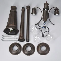 Lindby udendørslampe Eddie, 198 cm, rust, metal, IP44, E27