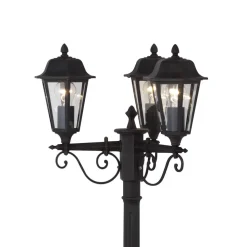 Lindby udendørslampe Lamina, 172 cm, 3 lyskilder, sort-rust, E27