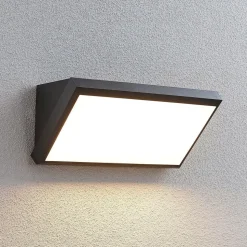 Lindby udendørs LED-væglampe Abby, sensor, IP65, mørkegrå